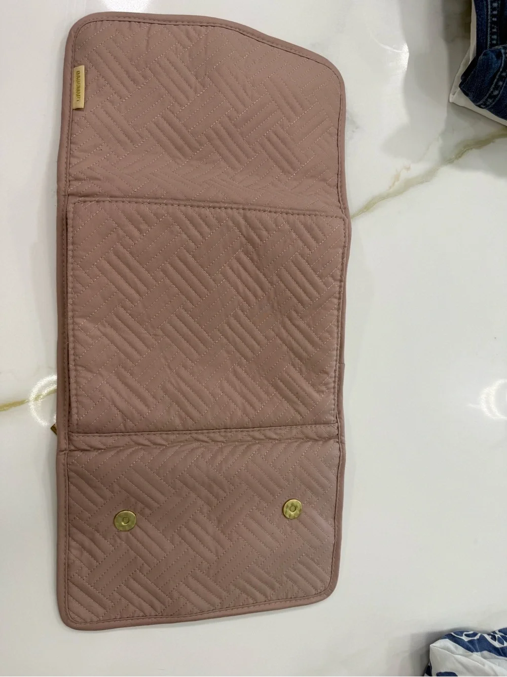 Quilted Cosmetic Pouch in Mauve